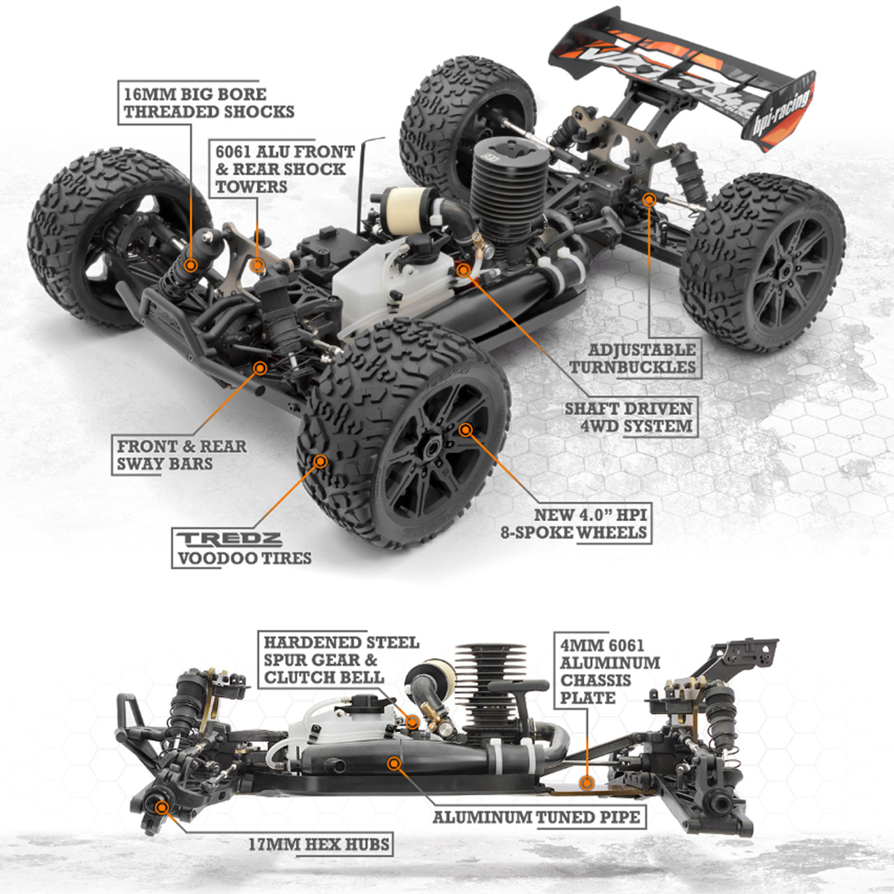 HPI 160180 VORZA 1/8 4WD Nitro Truggy w/ Nitro Star F4.6 V2 Engine 2.4GHz  Radio & Painted Body