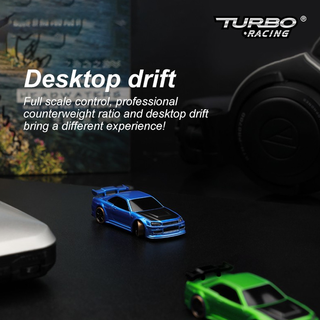 Turbo Racing C64-GREEN 1/76 RC Drift Car 2WD On Road RTR w/Radio
