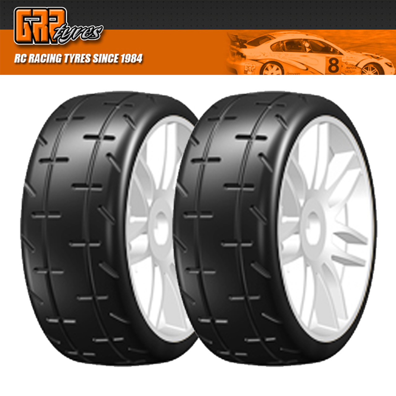 GRP GTX01-S5 GT T01 REVO S5 Medium Mounted Belted Tires 4 1//8 Buggy Black S...