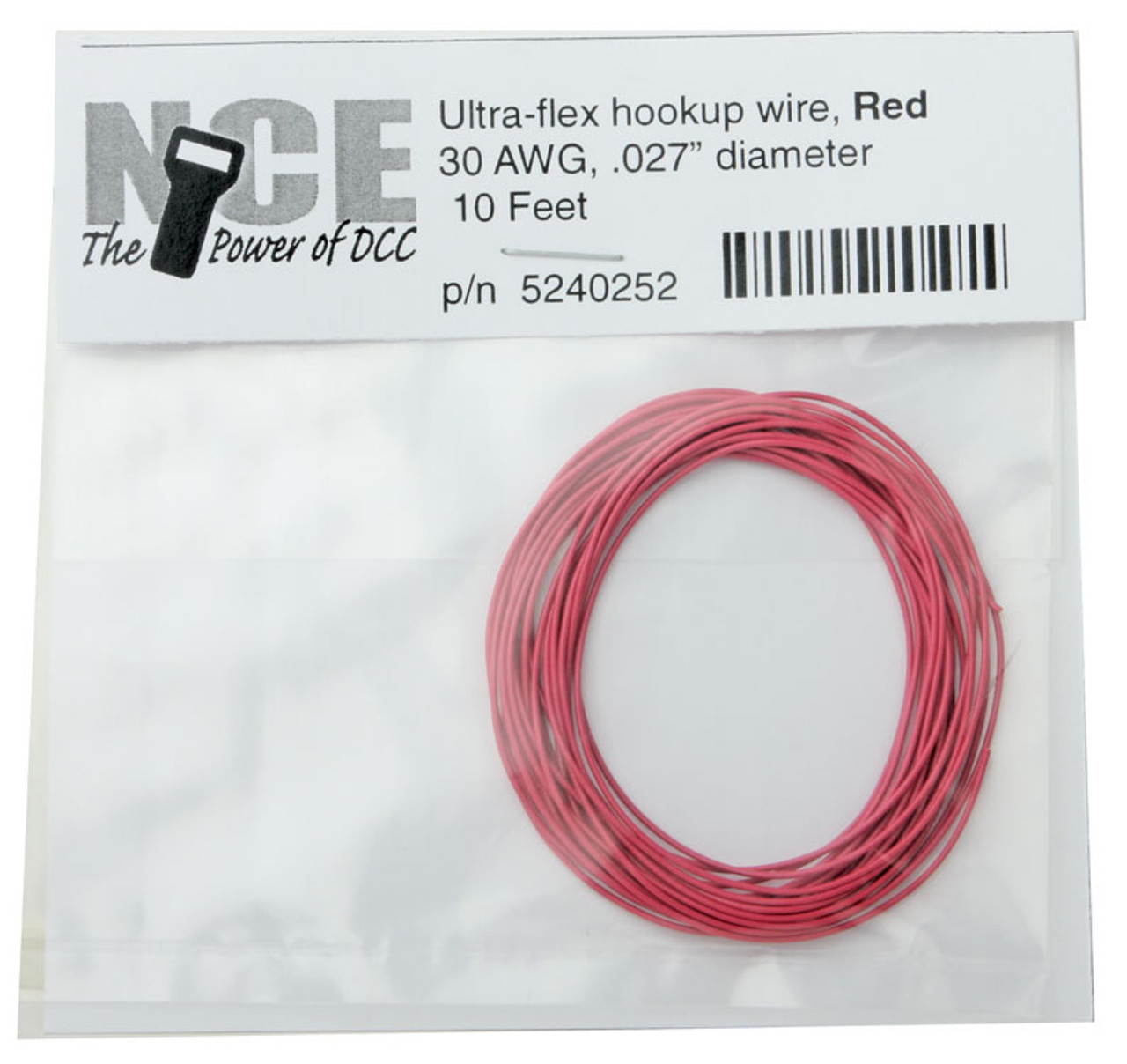 NCE DCC 5240252 10' of 30 Gauge Wire, Red