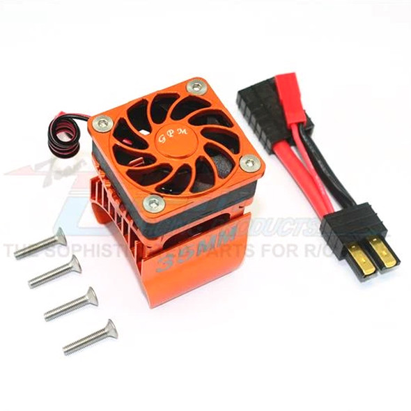 GPM Aluminum 35mm Motor Heatsink w/ Cooling Fan (9Pcs) Set Orange : TRX-4 / TRX-6