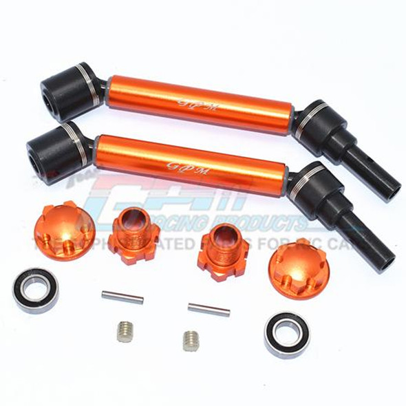 GPM Harden Steel+Alum Frt /Rear Adj. CVD Drive Shaft+Hex Adpt+Whl Lck Org : Maxx