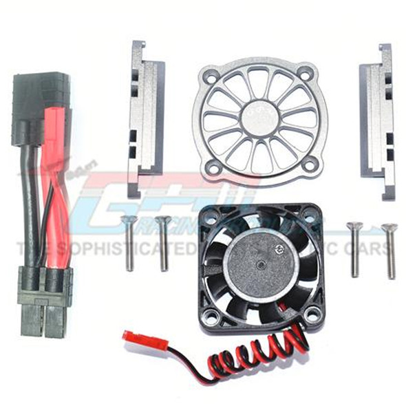 GPM Racing Aluminum Motor Heatsink w/ Cooling Fan (9Pcs) Set Grey : Maxx GPM Racing Aluminum Motor Heatsink w/ Cooling Fan (9Pcs) Set Grey : Maxx
