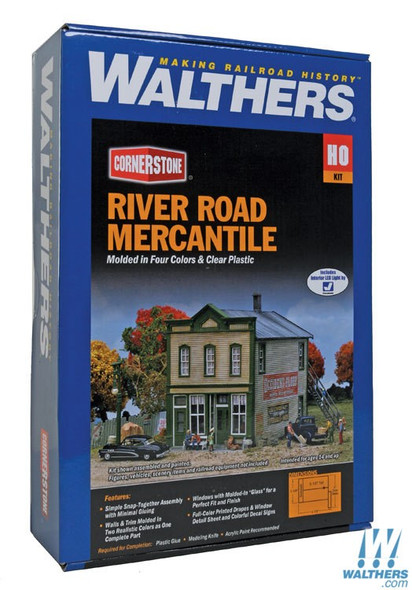 Walthers 933-3650 River Road Mercantile Kit - 5-3/4 x 5 x 5-1/2" HO Scale