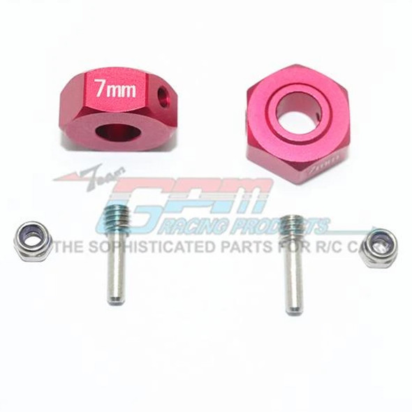 GPM Racing Alum Wheel Hex Adapters 7mm Red : 4X4 Granite / Big Rock Crew Cab