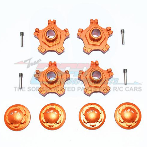 GPM Aluminum Wheel Hex +6mm + Wheel Lock - (8Pcs) Set Orange : Infraction