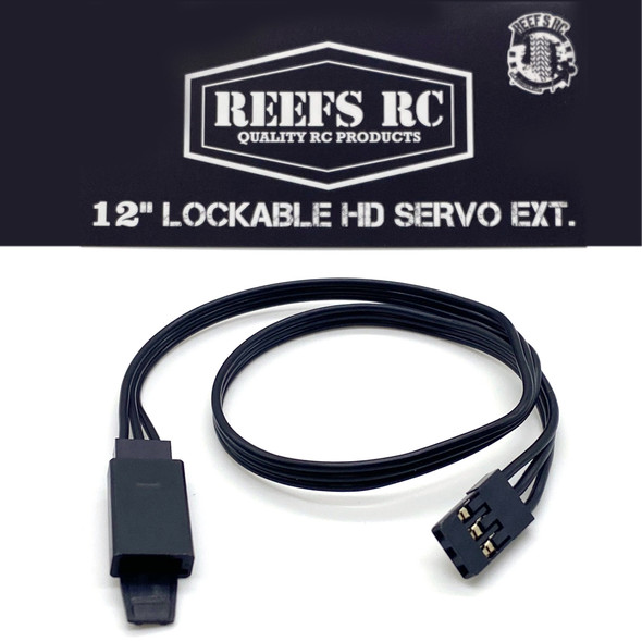 Reef's RC REEFS70 Black HD Servo Extension 12 inches / 304mm Male to Female