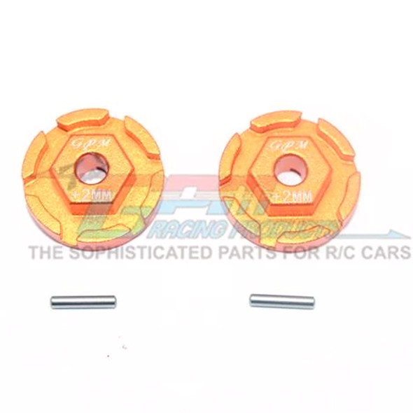 GPM Racing Aluminum Hex Adapter +2mm Orange : Rustler 4x4 VXL