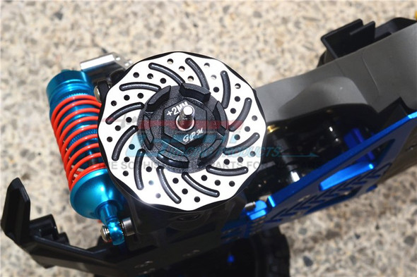 GPM Racing Alum +2mm Hex Blue w/ Brake Disk & Silver Lining : Rustler 4x4 VXL