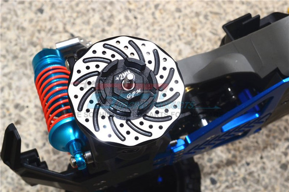 GPM Racing Alum +2mm Hex Black w/ Brake Disk & Silver Lining : Rustler 4x4 VXL