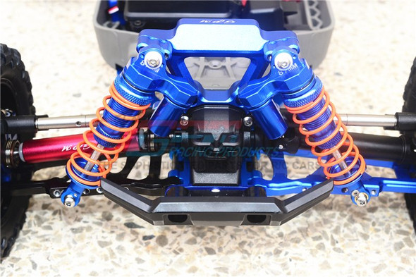 GPM Alum Front Adjustable L-Shape Piggy Back Shocks 87mm Blue : Rustler 4x4 VXL