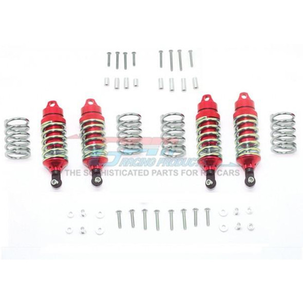 GPM Alum Front + Rear Shocks Low Center Of Gravity Version Red : Rustler 4x4