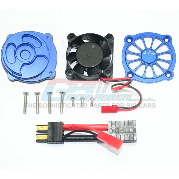 GPM Aluminum Motor Heatsink with Cooling Fan Blue : Unlimited Desert Racer
