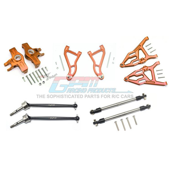 GPM Alum Frt Upper & Low Arms+Knuckle Arms+Harden Stl CVD Drive Shaft Orange : UDR