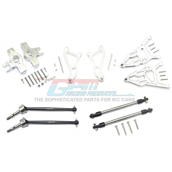 GPM Alum Frt Upper & Low Arms+Knuckle Arms+Harden Stl CVD Drive Shaft Silver : UDR