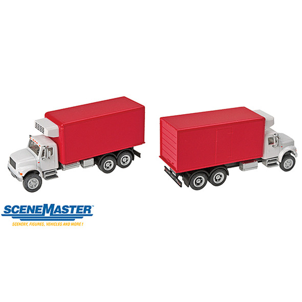 Walthers International(R) 4900 Dual-Axle Refrigerated Van White Cab Red Body HO Scale