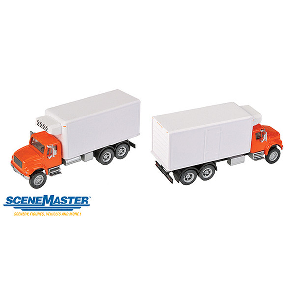 Walthers International(R) 4900 Dual-Axle Refrigerated Van Orange Cab White Body HO Scale