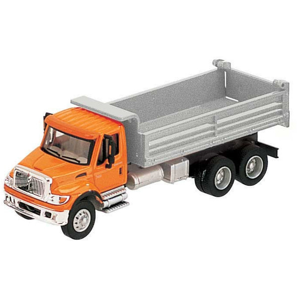 Walthers International(R) 7600 3-Axle Heavy-Duty Dump Truck Orange Cab Silver HO Scale