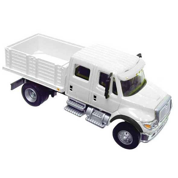 Walthers International(R) 7600 2-Axle Crew Cab Truck w/ Solid Stake Bed White HO Scale