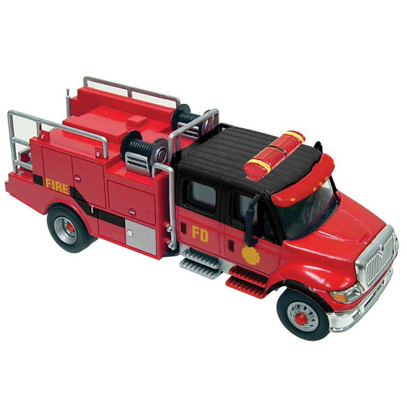Walthers International(R) 7600 2-Axle Crew-Cab Brush Fire Truck Red Black HO Scale
