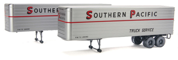 Walthers 35' Fluted-Side Trailer Southern Pacific Silver/Red/Black 2-Pack HO Scale