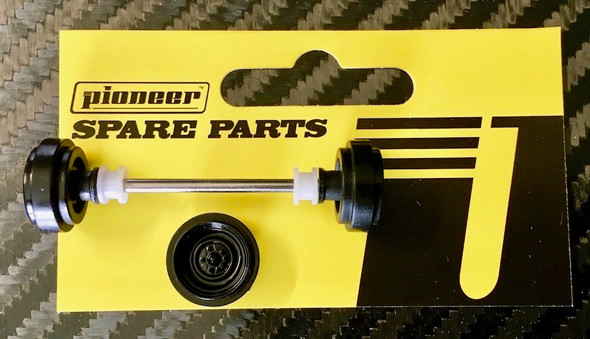 Pioneer Front Axle Assembly w/ Black Grand-Am Steel-Style Wheels 1/32 Slot Car