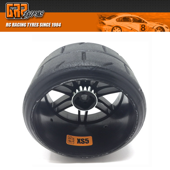 GRP GWX02-XS5 1:5 TC W02 REVO XS5 Medium Tire w/ Black Wheel (2)