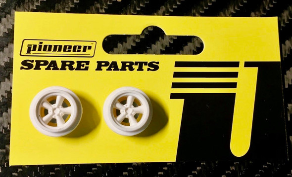 Pioneer American Racing 5 Spoke Rear Wheels (2 Pack) All White 1/32 Slot Car