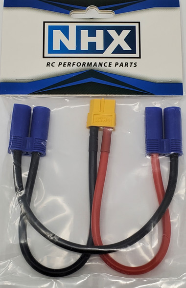 NHX XT60 Female to 2 EC5 Male Series 12 AWG 6" Silicone Wire Harness