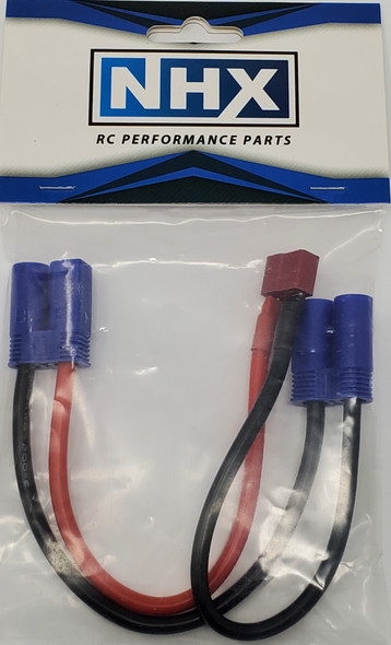 NHX Deans Female to 2 EC5 Male Series 12 AWG 6" Silicone Wire Harness