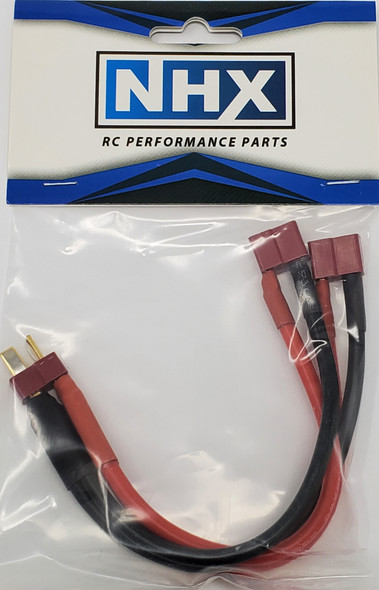 NHX Deans Male to 2 Deans Female Parallel 12 AWG 6" Silicone Wire Harness