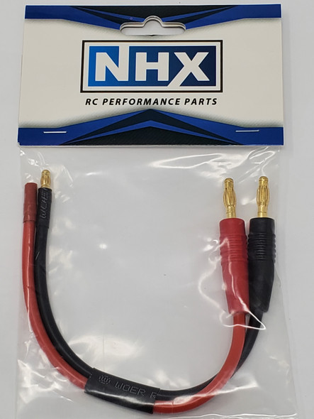NHX 3.5mm Bullet Charging Cable w/ 4.0mm Banana Connector Adapter 12 AWG 6" Wire