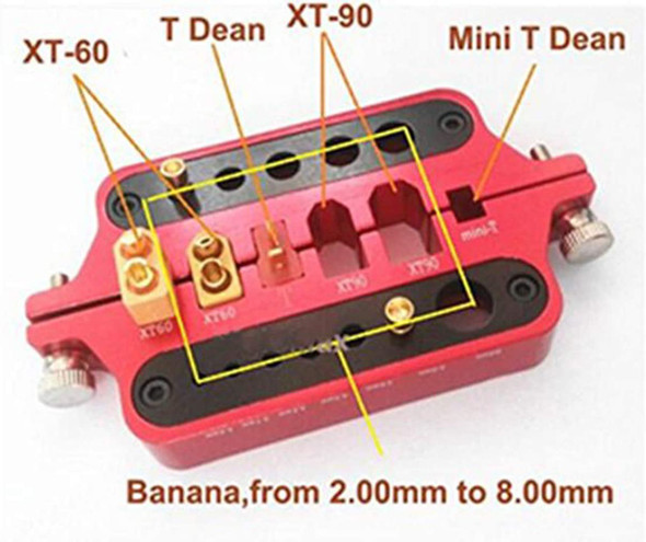NHX RC Soldering Jig Alloy Clamp for Connectors XT60 XT90 T-Plug Bullet Banana Red