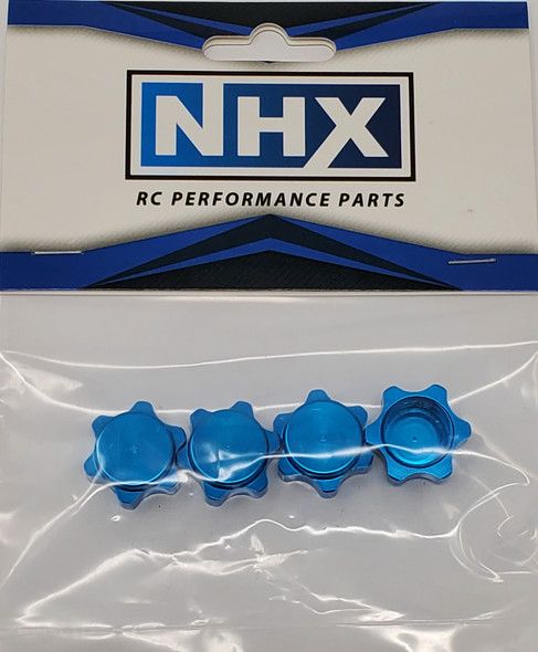 NHX 17mm Aluminum Wheel Hub Hex Nut Anti-Dust Cover Blue 4PCS