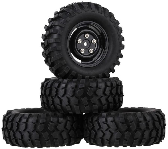 NHX RC 1.9" Crawler Wheel Rims with Tires 4.2" Outer Diameter 1/10 12mm Hex Black