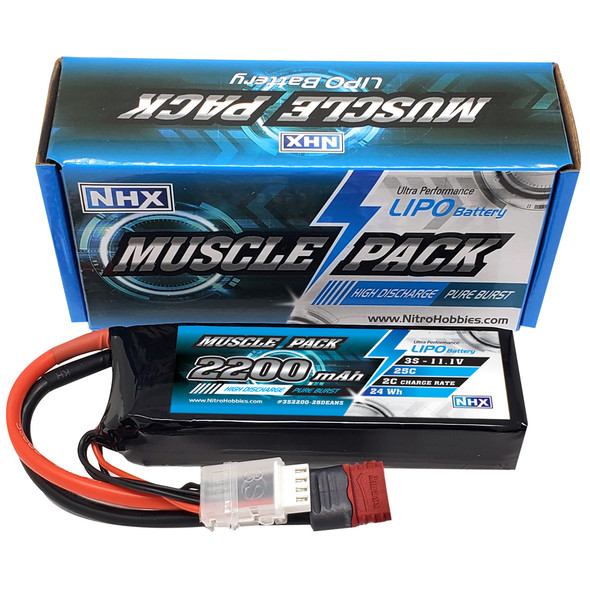 NHX Muscle Pack 3S 11.1V 2200mAh 25C Lipo Battery w/ DEANS Connector
