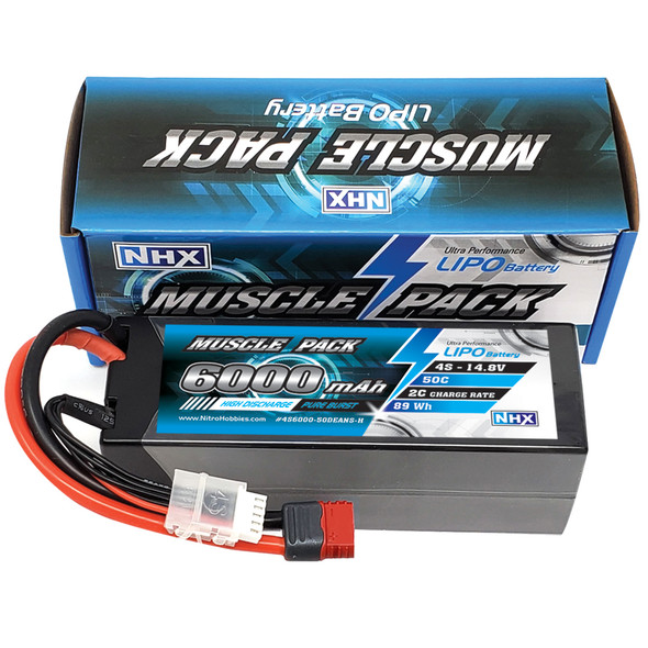 NHX Muscle Pack 4S 14.8V 6000mAh 50C Hard Case Lipo Battery w/ DEANS Connector