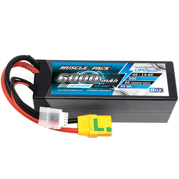 NHX Muscle Pack 4S 14.8V 6000mAh 50C Hard Case Lipo Battery w/ XT90 Connector