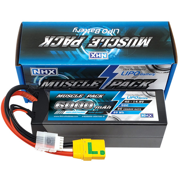 NHX Muscle Pack 4S 14.8V 6000mAh 50C Hard Case Lipo Battery w/ XT90 Connector