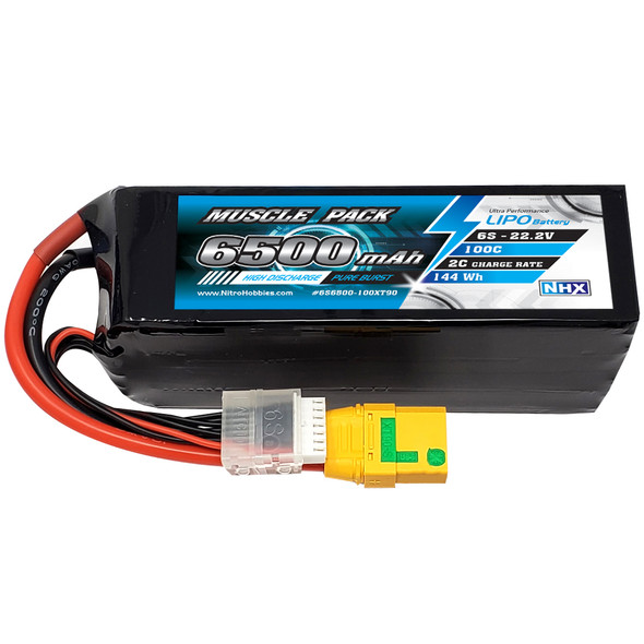 NHX Muscle Pack 6S 22.2V 6500mAh 100C Lipo Battery w/ XT90 Connector
