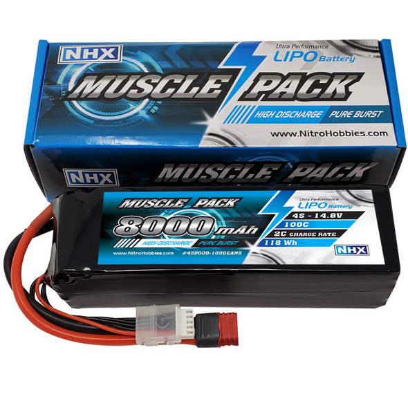 NHX Muscle Pack 4S 14.8V 8000mAh 100C Lipo Battery w/ DEANS Connector
