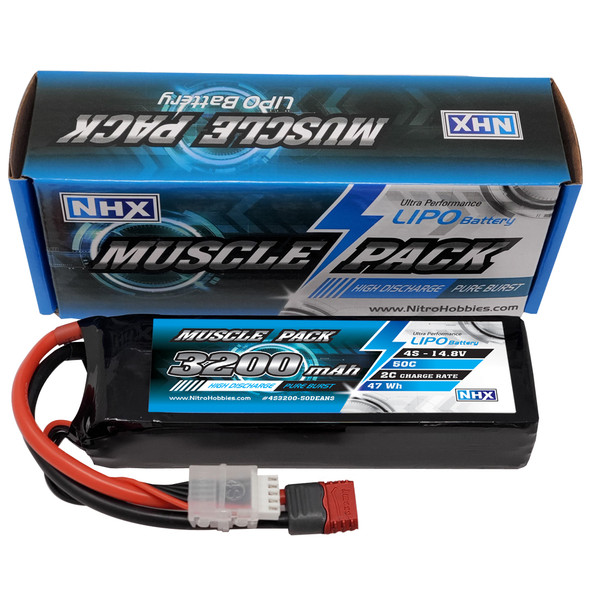 NHX Muscle Pack 4S 14.8V 3200mAh 50C Lipo Battery w/ DEANS Connector