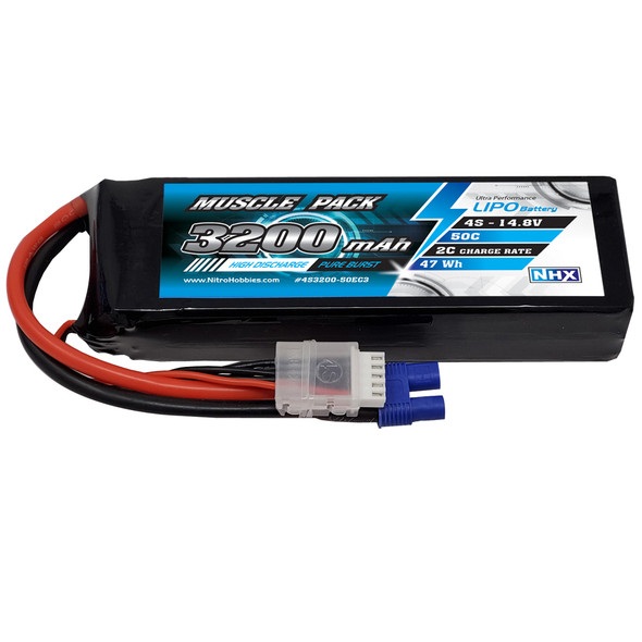 NHX Muscle Pack 4S 14.8V 3200mAh 50C Lipo Battery w/ EC3 Connector
