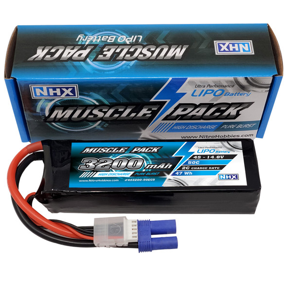 NHX Muscle Pack 4S 14.8V 3200mAh 50C Lipo Battery w/ EC5 Connector