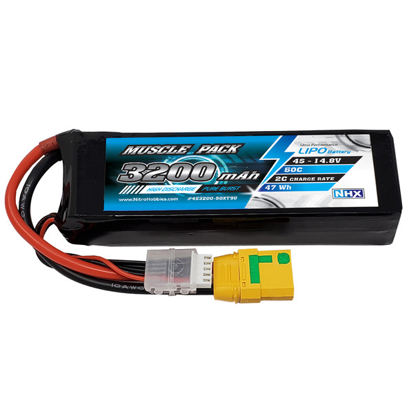 NHX Muscle Pack 4S 14.8V 3200mAh 50C Lipo Battery w/ XT90 Connector