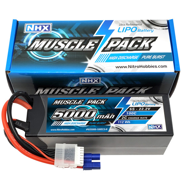 NHX Muscle Pack 6S 22.2V 5000mAh 100C Hard Case Lipo Battery w/ EC3 Connector