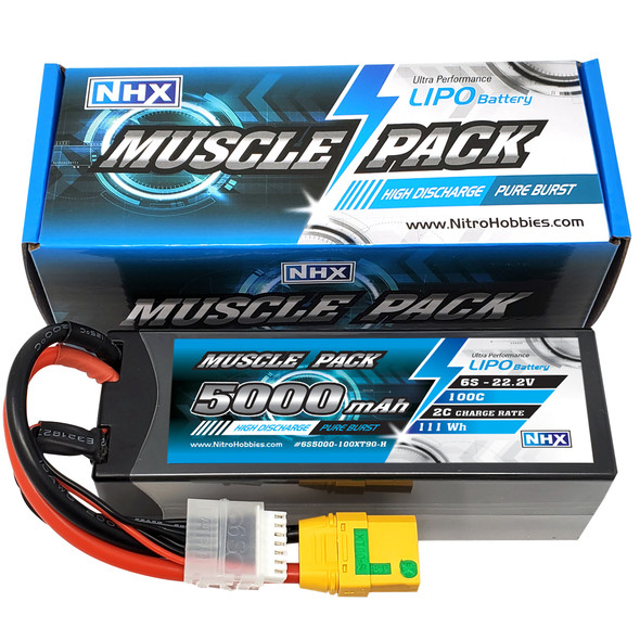 NHX Muscle Pack 6S 22.2V 5000mAh 100C Hard Case Lipo Battery w/ XT90 Connector