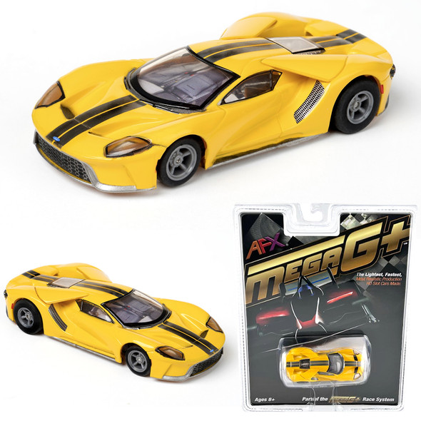 AFX 22029 Ford GT Triple Yellow - Mega G+ HO Scale Slot Car