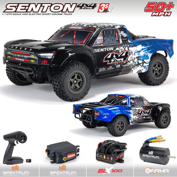 ARRMA ARA4303V3T1 1/10 SENTON 4X4 V3 3S BLX Brushless Short Course Truck RTR Blue