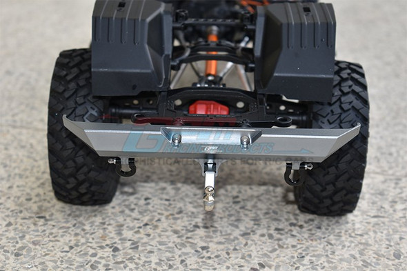 GPM Aluminium Rear Bumper + D-Rings + Tow Hook Silver : Axial SCX10 III Jeep